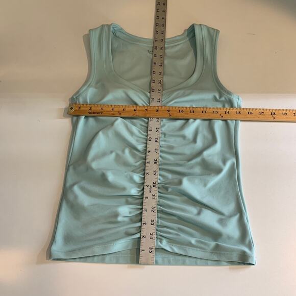 Athleta Tank Top Womens M Medium Sea Glass Gathered Front V Neck Sleeveless - Picture 7 of 11